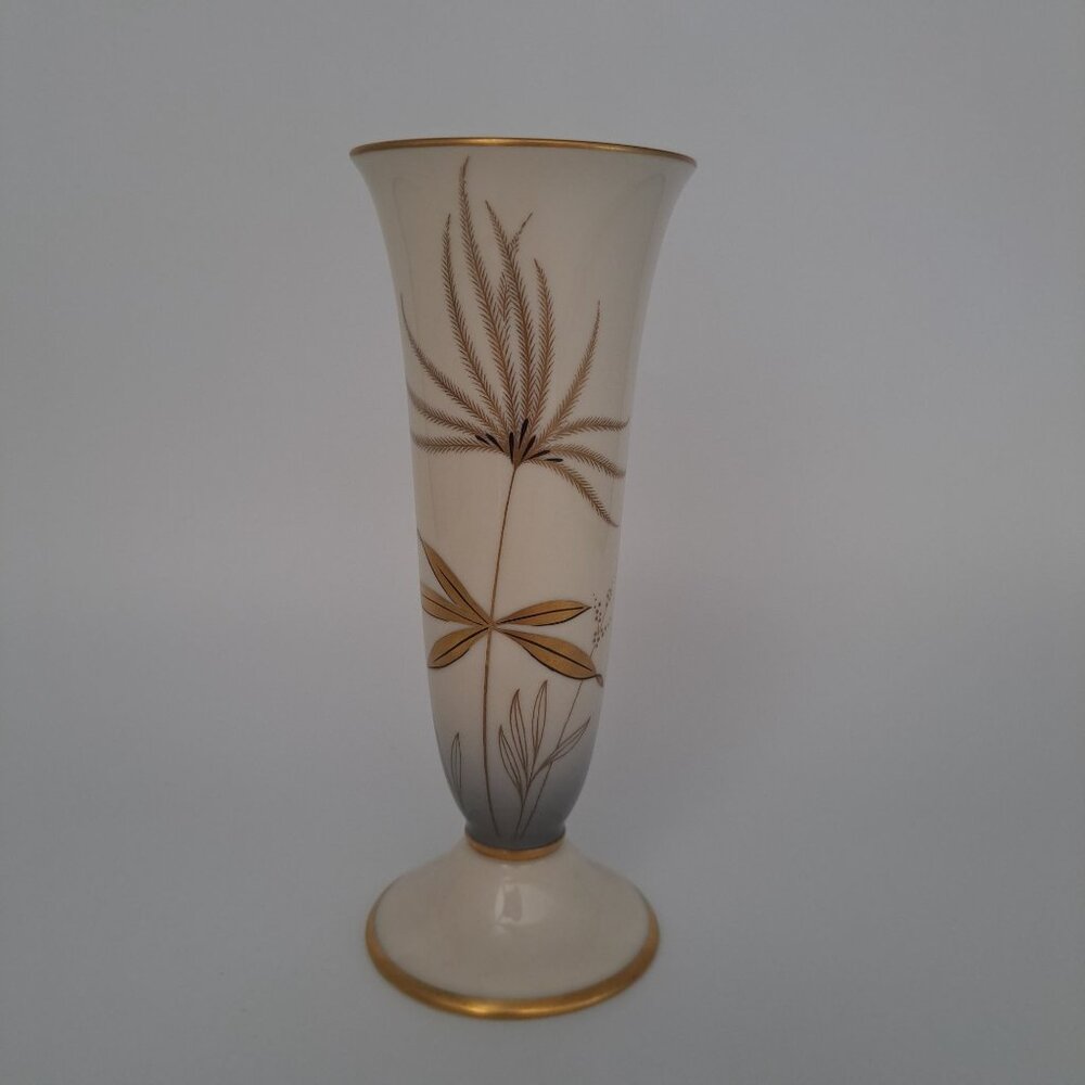 Vintage Alka Bavaria Kathalena Porcelain Vase With Gold Floral Design